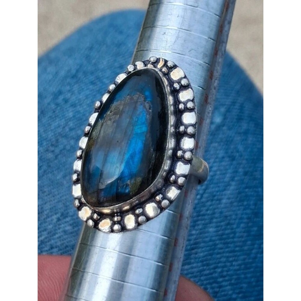 Chunky boho Flashy Labradorite statement ring